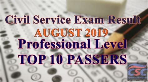 Civil Service Exam Result August 2019 – Top 10 Passers .